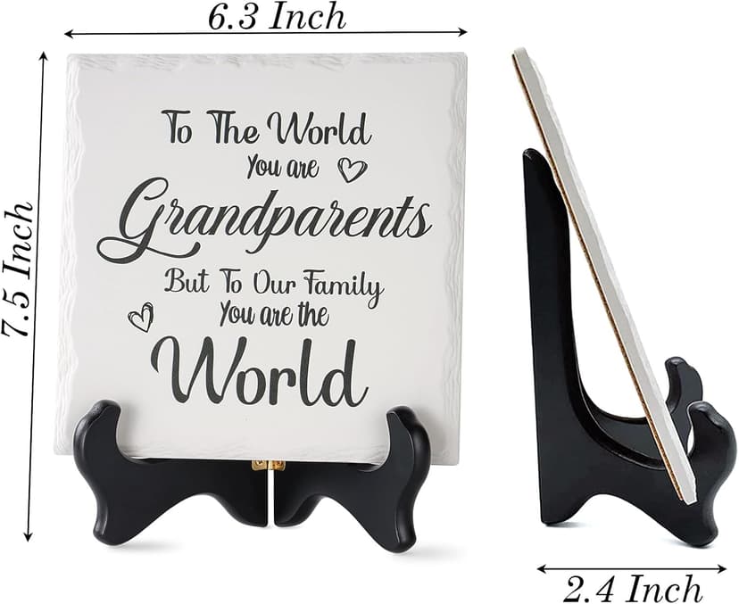 LukieJac Grandparents Gifts from Grandkids Ceramic Plaque for Grandpa & Grandma Gift Ideas Home Decor, Thanksgiving, Christmas, New Year, Grandparents Day, Wedding Anniversary and Birthday Gifts