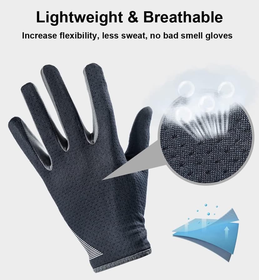 SUJAYU Full Finger Hiking & Cycling Gloves - Thin Gloves for Men & Women - UV Protection, Great for Adult Bikes, Driving & Gym