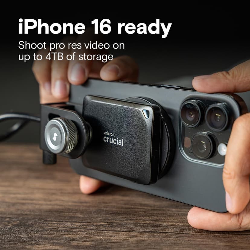 Crucial X10 Pro 1TB Portable SSD, Up to 2100MB/s Read, 2000MB/s Write, 3.2 USB-C, External Solid State Drive, Durable Storage for PC & Mac, for Professional Creators, Black - CT1000X10PROSSD902