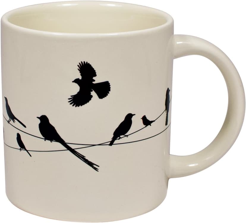The Unemployed Philosophers Guild Birds on a Wire Heat Changing Mug - Add Coffee and Colorful Birds Appear, Comes in a Fun Box