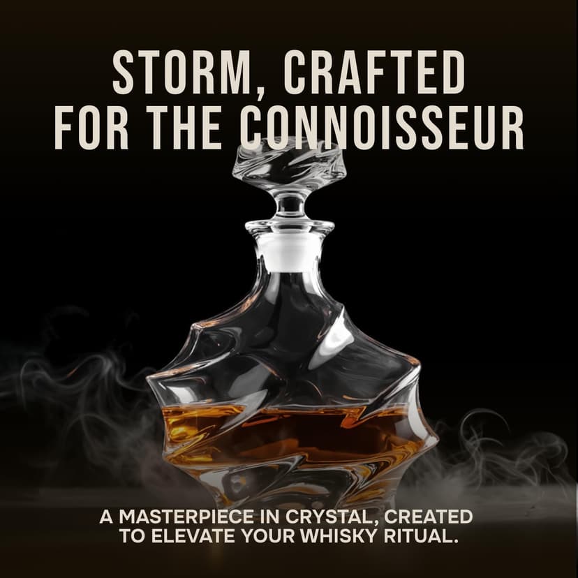 Storm Japanese Crystal Whisky Decanter – 100% Ultra Clarity Lead-Free Crystal – 750ml Elegant Liquor Carafe for Whiskey, Scotch, Bourbon & Spirits
