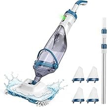 ENHULK Pool Vacuum for Above Ground Pools, 2025 Upgraded 13.4" Wide Head & Telescopic Pole, 18.5 GPM Suction, 60 Min Runtime, Cordless Handheld Rechargeable Pool Cleaner for Inground Pools (Blue)