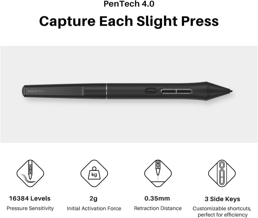 HUION Kamvas 13 (Gen 3) Drawing Tablet with Screen,13.3" Full-Laminated Art Tablet with Anti-Sparkle Canvas Glass 2.0, 99% sRGB, PenTech 4.0, 16384 Pen Pressure, Dual Dial for PC, Mac, Android, Black
