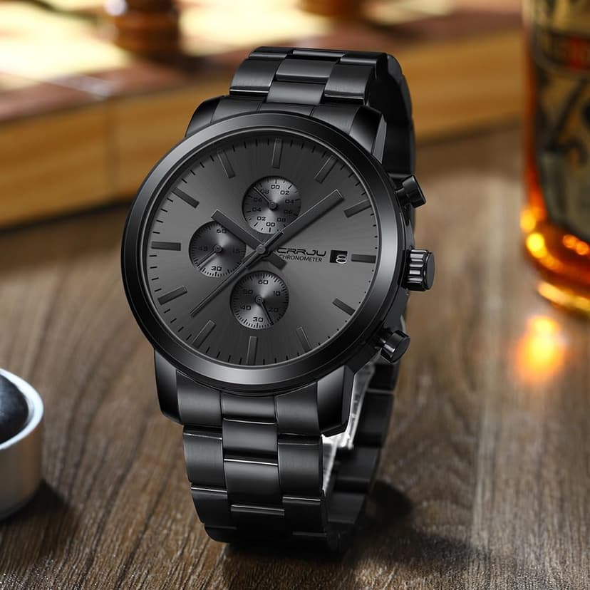 CRRJU Mens Stylish Casual Quartz Watches for Men Luxury Waterproof Calendar Chronograph Japan Movement Wristwatches