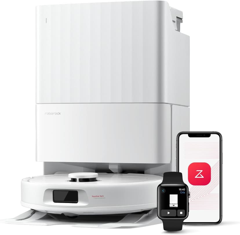 roborock Qrevo Series Robot Vacuum and Mop, 8000Pa Suction, Upgraded from Qrevo S, Anti-Tangle Brush, Smart Obstacle Avoidance, Auto Mop Washing, All-in-One Dock, 200RPM Spinning Mops, White(QV 35A)