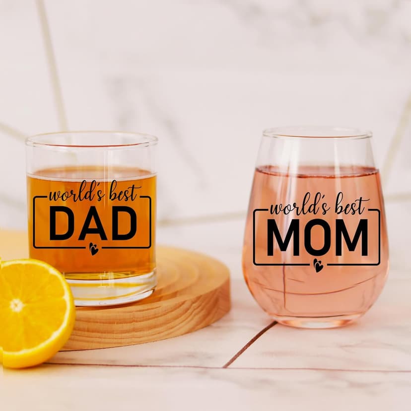 Breezy Valley Mom Dad Cups, Birthday Gifts for Mom from Kids - Worlds Best Moms Dad Gifts Mug Sets, Gift Ideas for Moms Dads Together, Cup Mugs for Parents B0FQ5FD1WZ