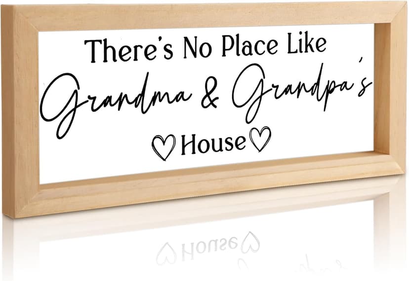 Yousoontic Grandparents Gift from Grandkids There's No Place Like Grandma & Grandpa's House Wooden Sign Farmhouse Home Decor for Father's Day Birthday Xmas Thanksgiving Gift(Light Brown,11.8 Inch)
