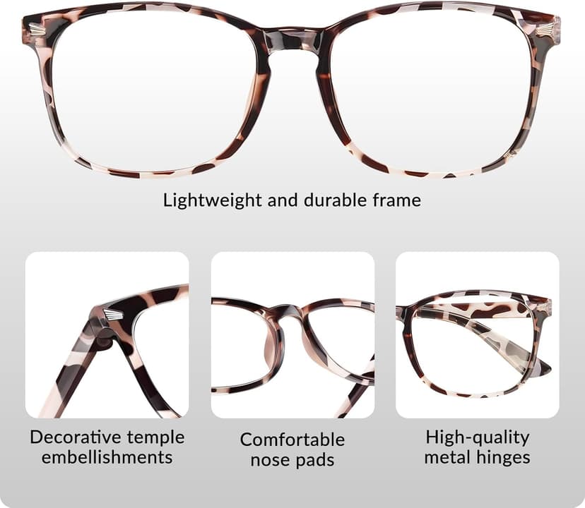 WINTOO Blue Light Glasses for Woman Men | 99% Blue Light Blocking Glasses for Computer Gaming TV Phone Screen Square Frame | Anti Eyestrain & UV Glare Protection - 5 Pair