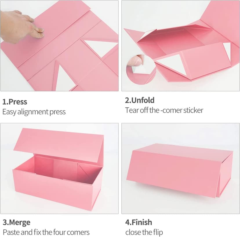 Pink Gift Box 10" x 6" x 3" with Magnetic Closure Lid Gift Boxe for Presents,Bridesmaid Gifts Boxes,Cute Box,Birthday Gift box,Luxury for Gift Packaging, Magnetic Gift Boxe for Wrapping Gifts (Pink)