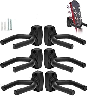VEIDIA 6 Pcs Guitar Hangers Keep Hook Holder Wall Mount for All Size Guitars, Bass, Mandolin, Banjo