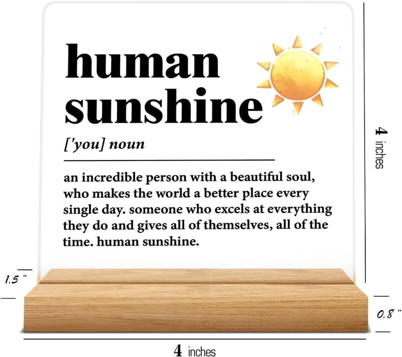 Human Sunshine Motivational Gift for Women Men, Employee Appreciation, Coworker Leader Teacher Coach Mentor, Definition Acrylic Desk Sign Decor