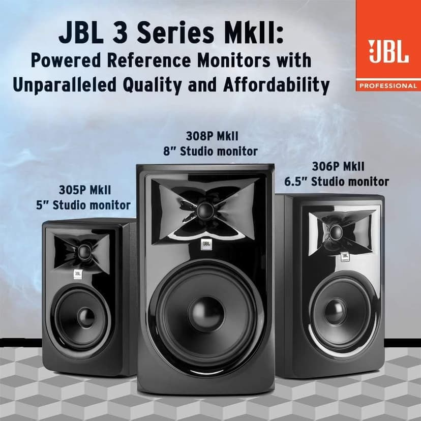 (2) JBL 305P MkII 5" 2-Way Active Powered Studio Reference Monitors Speakers