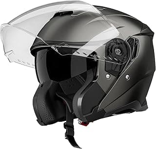 Motorcycle Helmets for Adults, Open Face Motorcycle Helmet with Dual Visor, Casco para Moto DOT Certified, ATV Dirt Bike Snowmobile Motocross Helmet for Men Women, Quick Release Strap, AP-836