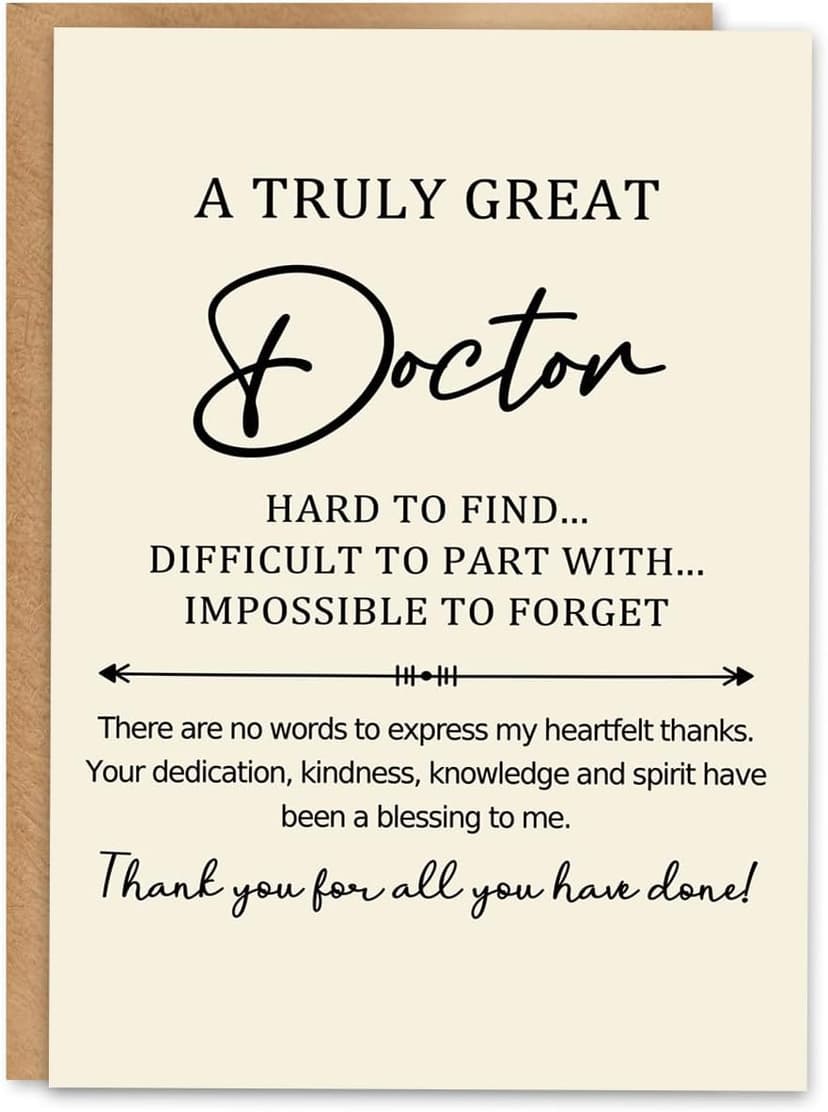Doctor Thank You Card, Doctor Appreciation Card, Thank You Gift for Doctor with Kraft Envelope and Gold Seal Sticker B0GKYR628V