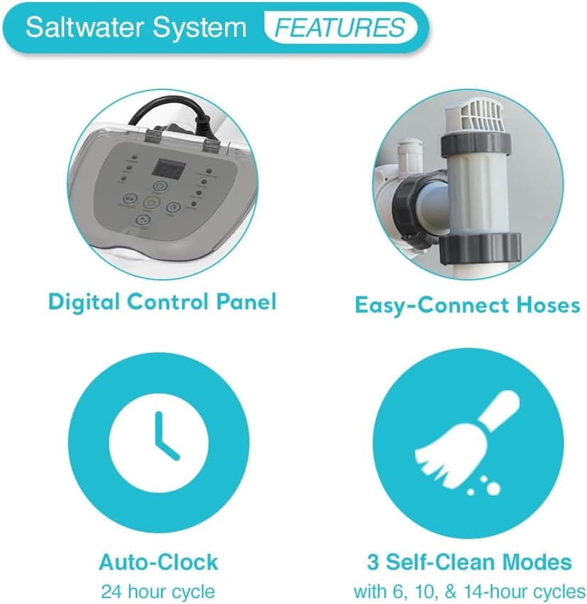 Intex 2800 GPH Pool Sand Filter Pump with Krystal Clear Saltwater System and Automatic Timer for Above Ground Swimming Pools, Black