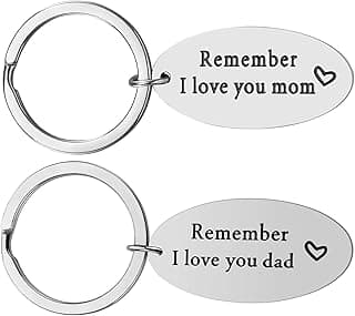 iWenSheng Parent Gifts from Daughter - Christmas Gifts for Parent, 2PCS Remember I Love You Mom Dad Keychain Set