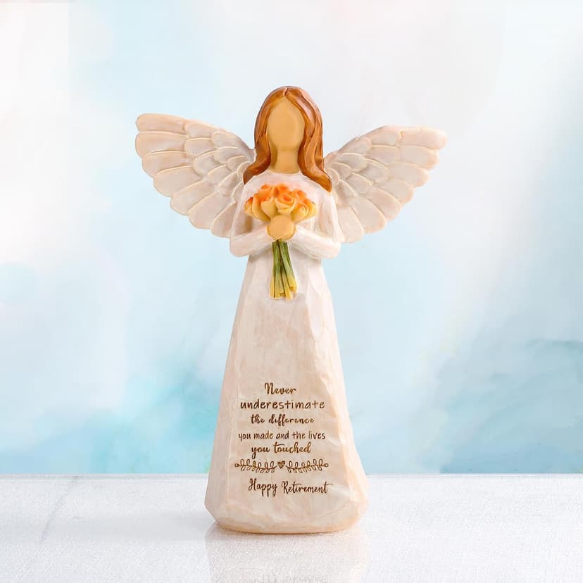 Retirement Gifts for Women, Happy Retirement Party Decorations, Retired Gifts for Teachers Coworkers Nurses Friends Sisters Retirement Gift for Woman, 5.5” Resin Angel Figurine - Retirement Gifts B0DF368QNW