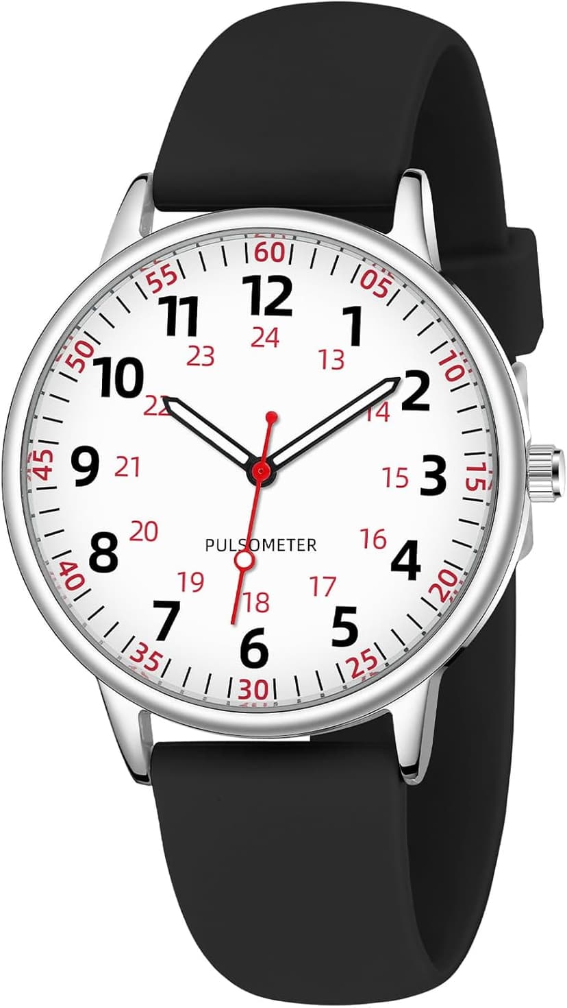 TWOPTION Nurse Watch for Women Waterproof Analog Silicone Watch with Second Hand Nursing Watch