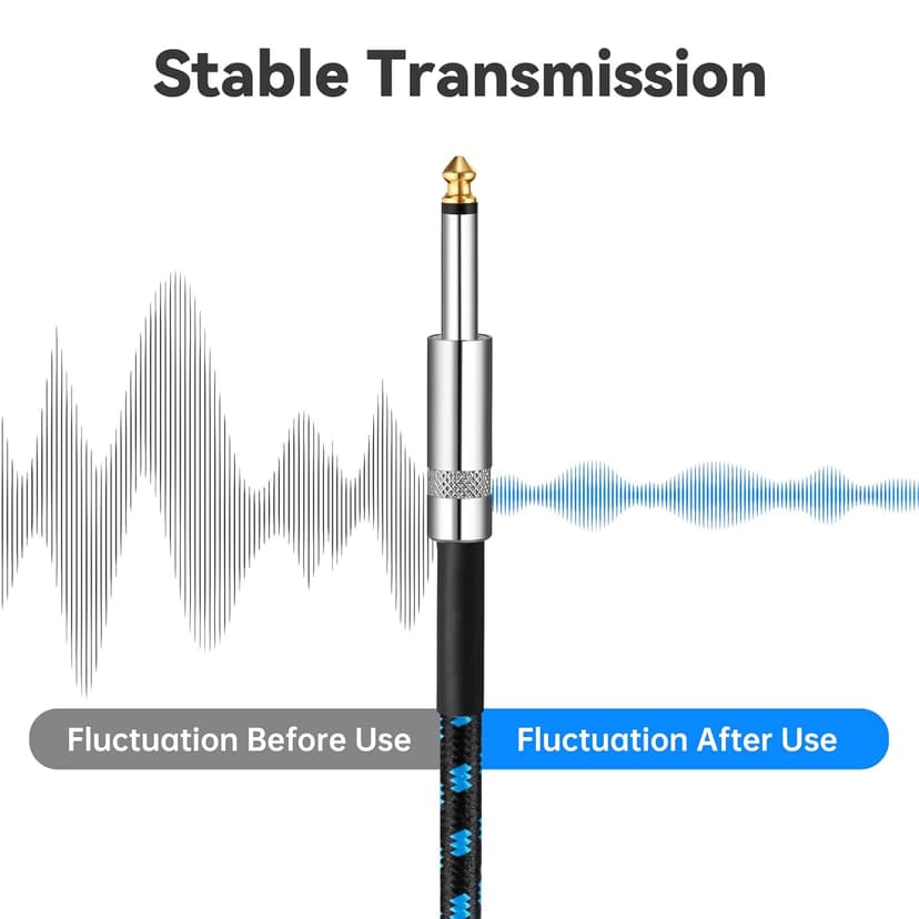 Tomorotec 3-Pack 10ft Braided Guitar Cables for Electric Guitar, Bass, Microphone, Speaker, Mixing Console, 1/4" Interface Instrument Cables with Durable Copper & PE Build and Tangle-Free Tweed Jacket
