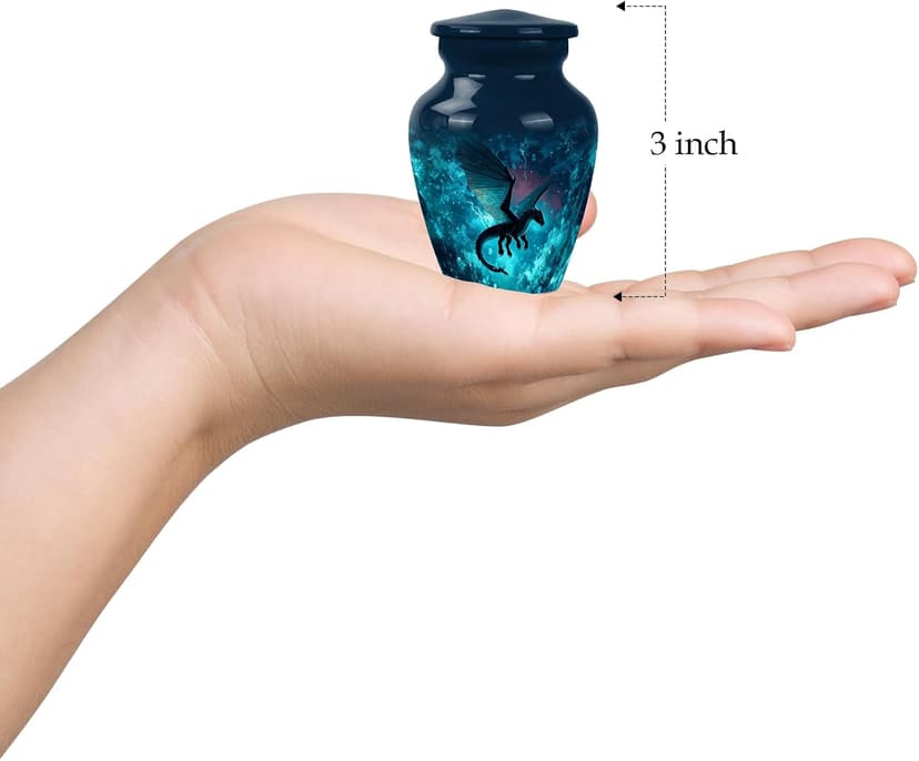Dragon Small Memorial Urns for Human Ashes Adult Man - Keepsake Green Funeral Urn for Ashes for Women - Mini Blue Burial Urn for Mom & Dad - Cremation Urns for Human - 3 Inch B0FCMK3X17