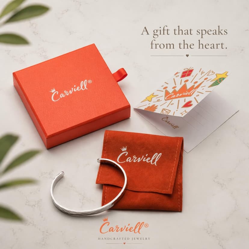 Carviell Bracelets for Women – 100+ Meaningful Engraved Messages – Solid 316L Surgical Stainless Steel Cuff Bracelet – Gift Ready B094NY63KJ