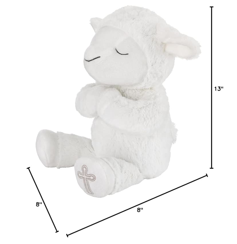 Little Love by NoJo Baptism White Plush Lamb with Praying Hands and Embroidered Cross