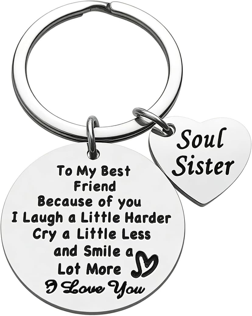 iJuqi Soul Sister Keychain Gift for Best Friends - Birthday and Christmas Gifts for Women
