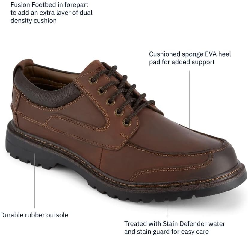 DOCKERS Mens Overton Leather Rugged Casual Oxford Shoe with Stain Defender - Wide Widths Available