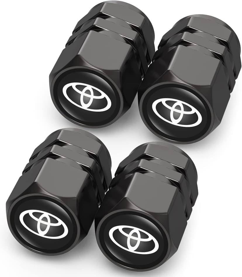 Tire Valve Caps, Valve Stem Caps Fit Toyota, Corolla, RAV4, Highlander, Alloy Car Tire Caps for Corrosion Resistant Leak-Proof Car Accessories, Black