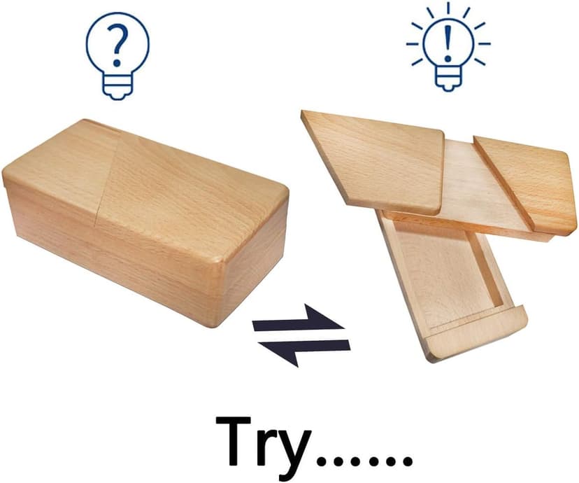 DC-BEAUTIFUL Impossible Puzzle Box 3D Brain Teaser Toy, Original Color Surprise Wooden Magic Box Gift Secret Box for Party Favor Birthday