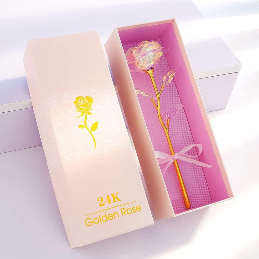 Christmas Flowers Gifts for Women, Mom Birthday Gifts for Christmas, Galaxy Glass Rose Forever Preserved Flowers Eternal Crystal Roses Xmas Gifts for Grandma Wife Sister Her Friends, Colorful