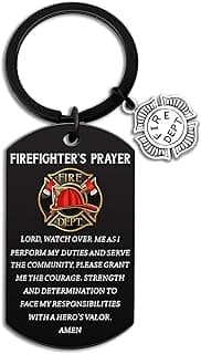 Firefighter Gifts for Men Him Firefighter Keychain Fire Fighter Gifts Adults Son Husband Cool Firefighte Gift Firefighter Accessories for Graduation Firefighters Prayer