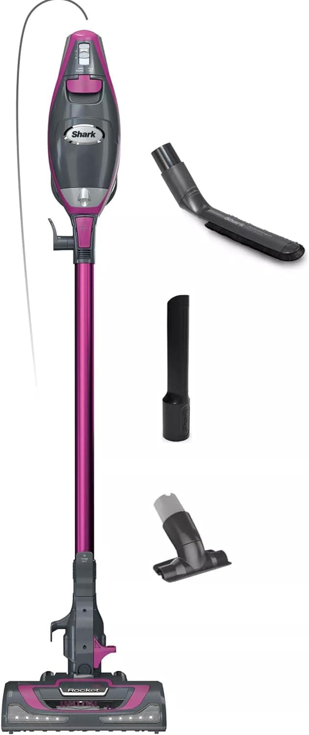 Shark HV371 Rocket Pro DLX Corded Stick, Removable Hand Vacuum, Advanced Swivel Steering, XL Cup, Crevice Tool, Upholstery Tool & Anti-Allergen Dust Brush, Fuchsia, Capacity