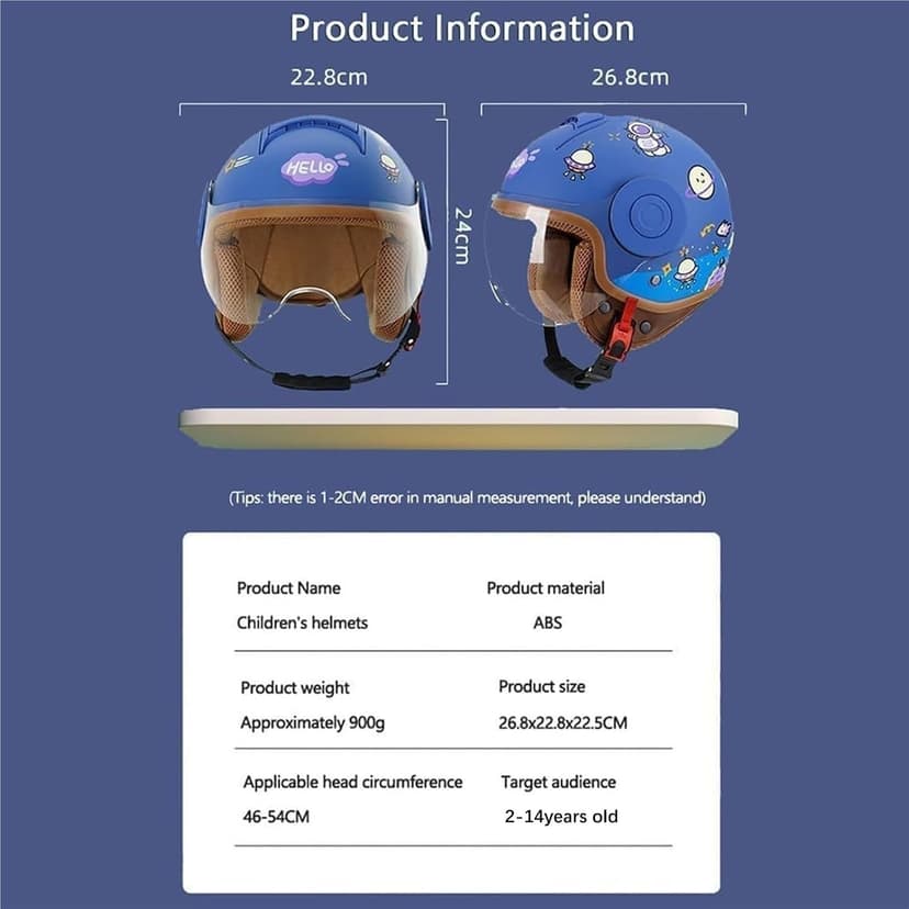 Retro Kids 3/4 Motorcycle Half Helmet,DOT Approved Toddler Vintage Open Face Electric Scooter Go-Kart Dirt-Bike ATV Youth Child Moped Bicycle Helmets for 2-14 Years Old