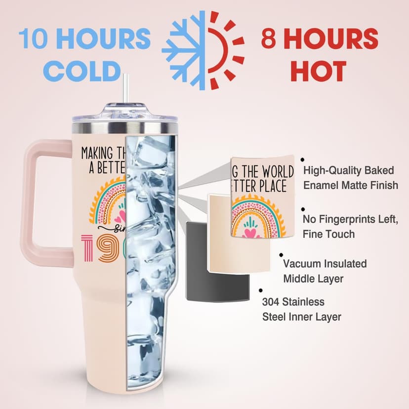 60th Birthday Gifts for Women Her, Cool 1965 60 th Birthday Gifts for Woman Turning 60 Year Old, 60th Birthday Decorations for Women Mom, 60th Birthday Gifts Ideas, 60 and Fabulous 40oz Tumbler Cup