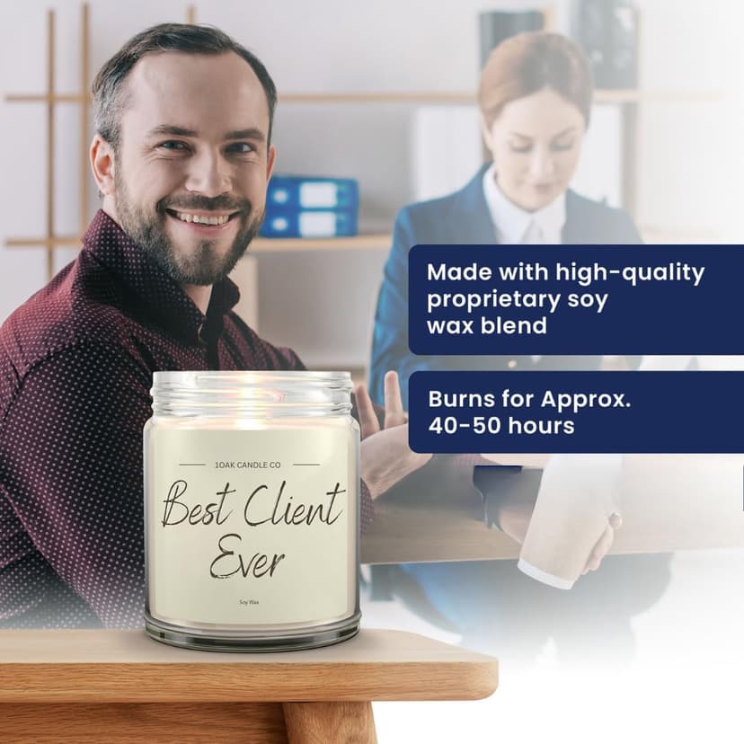 1OAK Client Candle - Appreciation Gifts for Clients - Thank You Client Gifts for Corporate Women, Men, Hairdresser, Lawyer, Realtor, Real Estate Agent, Paralegal, Attorneys - Vanilla Scented Candles B0BH8ZVMQL