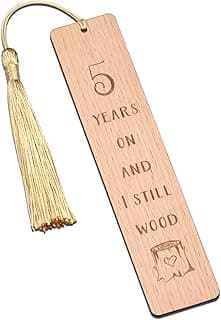 Wooden Bookmark 5 Year Anniversary Wood Gift for Him Her, 5th Anniversary Wooden Gifts for Wife Husband, 5 Year Marriage Gifts Anniversary for Couple, Fifth Anniversary Valentines Gifts for Women Men