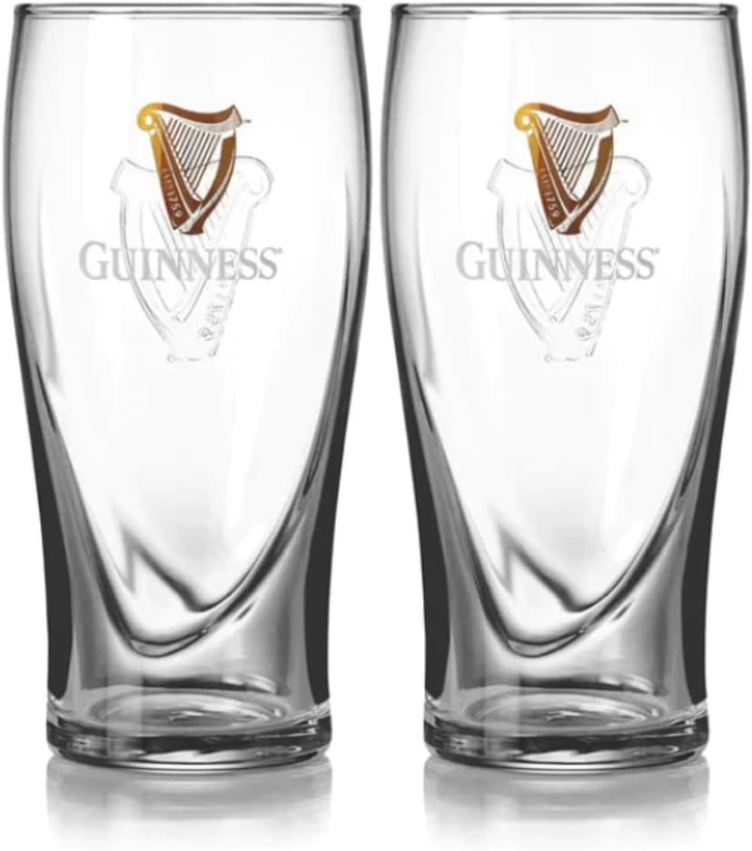 Guinness 20oz Beer Glasses Twin Pack | Certified Official Merchandise | Ideal gift for Beer Lovers