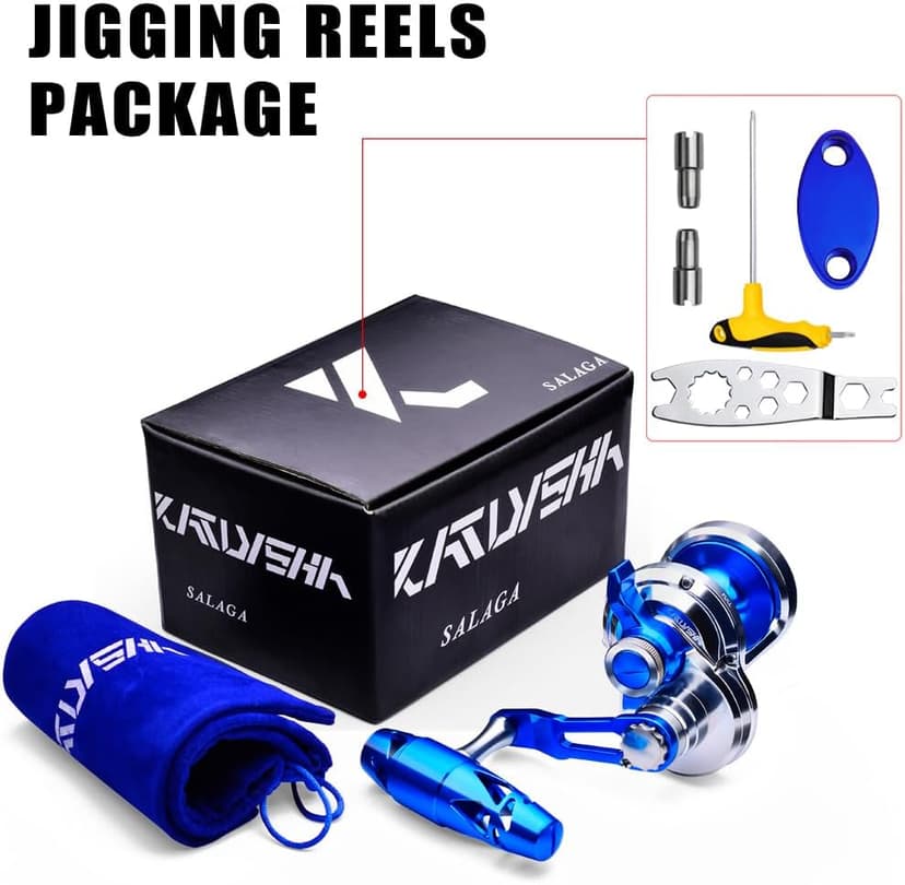 Fishing Jigging Reel Conventional Reels - Lever Drag Saltwater Heavy Duty Deep Ocean Big Game Offshore Round Aluminum Trolling Reel - Saltwater Jigging Fishing Reels