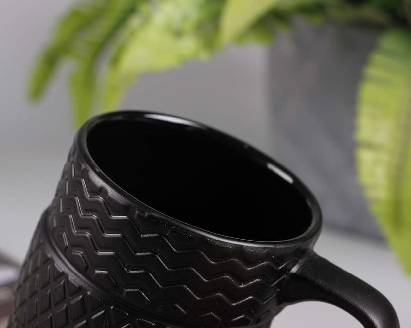VanEnjoy 3D Cool Black Tyre Tire Shaped Frosted Ceramic Mug Large Coffee Tea Cup Unique Gifts Car Fans 14 oz(400ml) B07M5Q8RXP