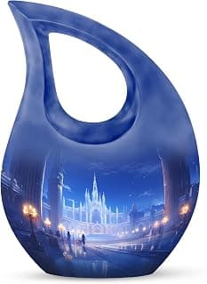 Castle Keepsake Cremation Urns for Human Ashes for Women, Drop Blue Burial Funeral Tiny Urn for Ashes for Men, Cremains Holder, Decorative Mini Remembrance Gift for Loss of Dad, 3 Inches B0FHWQ3F6X