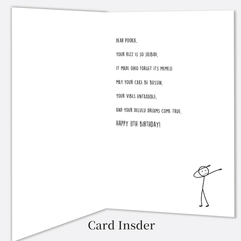 11th Birthday Card,11 Year Old Birthday Gifts & Decorations for Boys Girls Son Daughter Nephew Niece,Funny 11th Birthday Card for Him Her with Gen Z Teenagers Slang Meme-Inspired Design