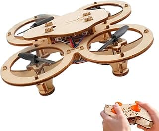 DIY Wooden Drone Assembly Kit, Wooden Drone Building Kit, Remote Control Mini Quadcopters, DIY Assembly Drones with 4-Axis Flight, Creative Building Model for Kids and Adults (1 PCS)