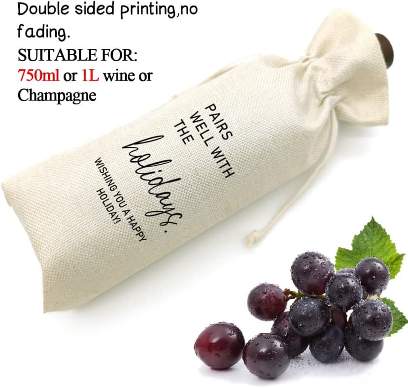 Socive Holiday Party Hostess Gift Wine Bag for Him Her, Holiday Gift, Christmas Gifts Ideas-Reusable Drawstring Wine Bag