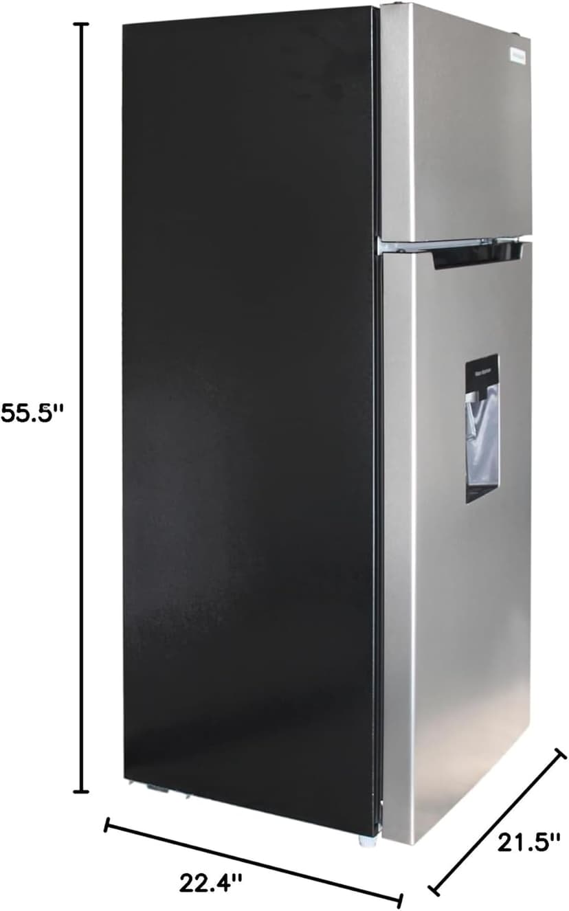 Frigidaire Platinum Fridge Freezer Combo, 7.5 cu. ft. Capacity Apartment Size Fridge with Freezer, Built-in Water Dispenser, Quicksilver