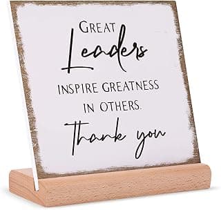 Afterprints Boss Gifts for Men Women, Thank You Acrylic Plaque, Appreciation Gifts for Boss Great Leaders Supervisor on Christmas, Retirement, Leaving, Leaders Signs with Wooden Stand