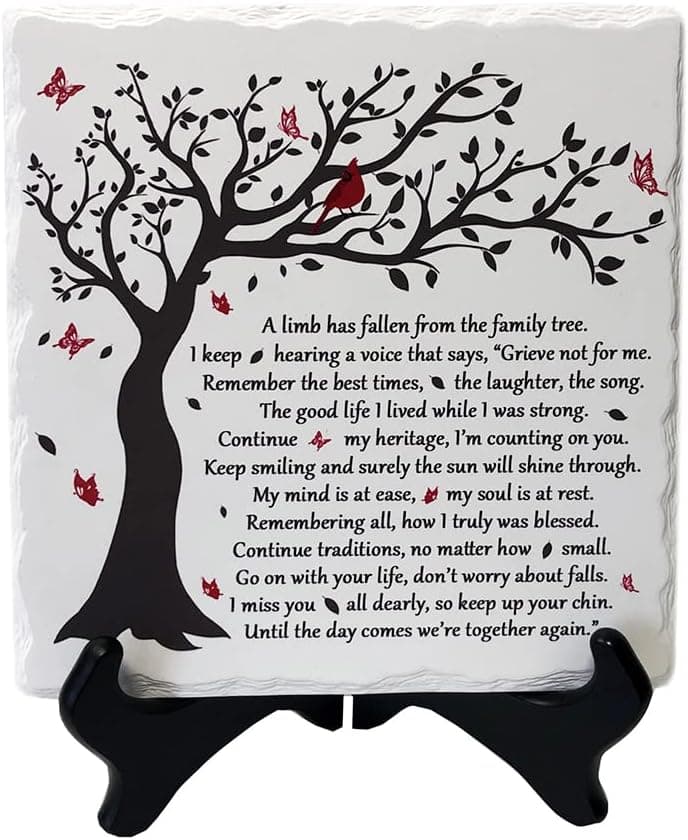 A Limb Has Fallen from The Family Tree Sympathy Plaque with Wooden Stand In loving memory of loved Wall Decor Table Decor Bereavement Condolences Gifts