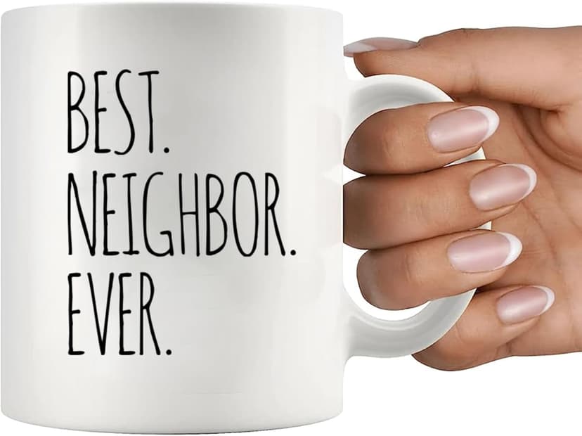 Panvola Best Neighbor Ever Farewell Gifts for Neighbors Moving Away Housewarming Goodbye Welcome Appreciation New Neighborhood Novelty Drinkware Ceramic Mug (11 oz, White)