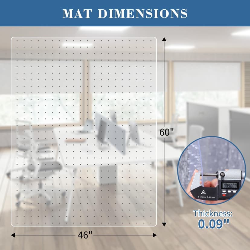 Tydle Chair Mat for Carpet, 60" x 46" Chair Mat for Carpeted Floors, Non-Slip Computer Under Desk Plastic Floor Mat for Work Gaming Chairs, Heavy Duty Carpeted Floor Protector for Home Office (Clear)
