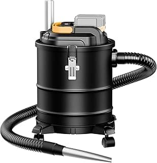 DeForce Cordless Ash Vacuum, for DeWalt 20V Max Battery, 4-Gallon Portable Vacuum Cleaner, Black, with Hose Nozzles HEPA Filters Wheels, for Pellet Wood Stove BBQ Grill (Bare Tool ONLY)